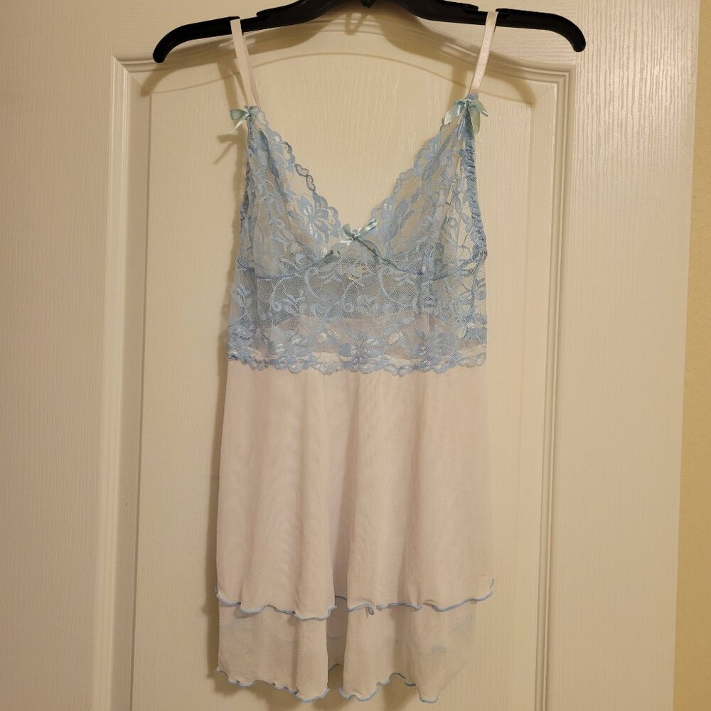 Velvet Kitten Light Blue and White Lace Nightie Lingerie